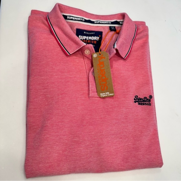 SUPERDRY PREMIUM Men’s Polo Shirt  Size 3XL Pink Short Sleeves NWT - Picture 15 of 15